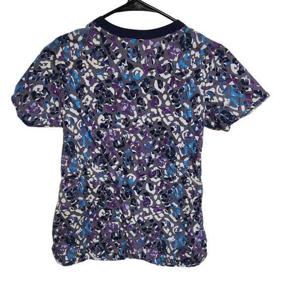 Wonderwink Wonder Flex Scrub Top Womens Size XS Purple Spotted Medical Uniform - Picture 2 of 4